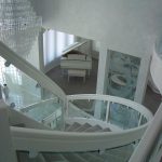patterned glass staircase inside home